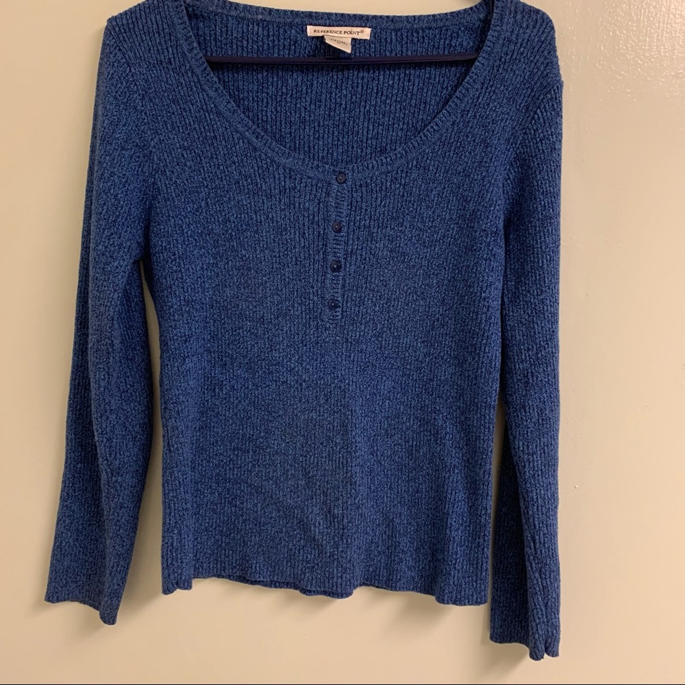 Blue Knit Slim Fit Sweater